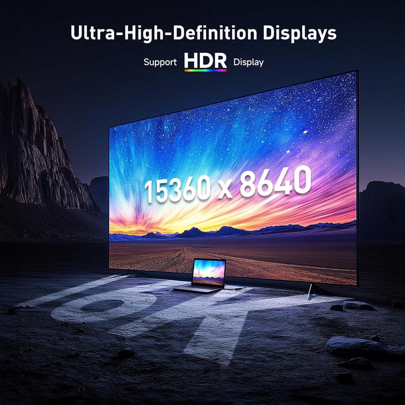 CableMatters محول USB C إلى DisplayPort 2.1 بسرعة 80Gbps أحادي الاتجاه، [16K@60Hz، 8K@240Hz، 4K@960Hz و HDR]، متوافق مع Thunderbolt 5/4 و USB4 مع نظارات VR، MacBook، iPad Pro، XPS، Surface Pro - Image 4
